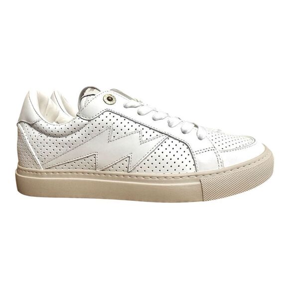 Zadig & Voltaire low-top trainers in white perforated leather. Size 7 NWT. - Picture 1 of 8